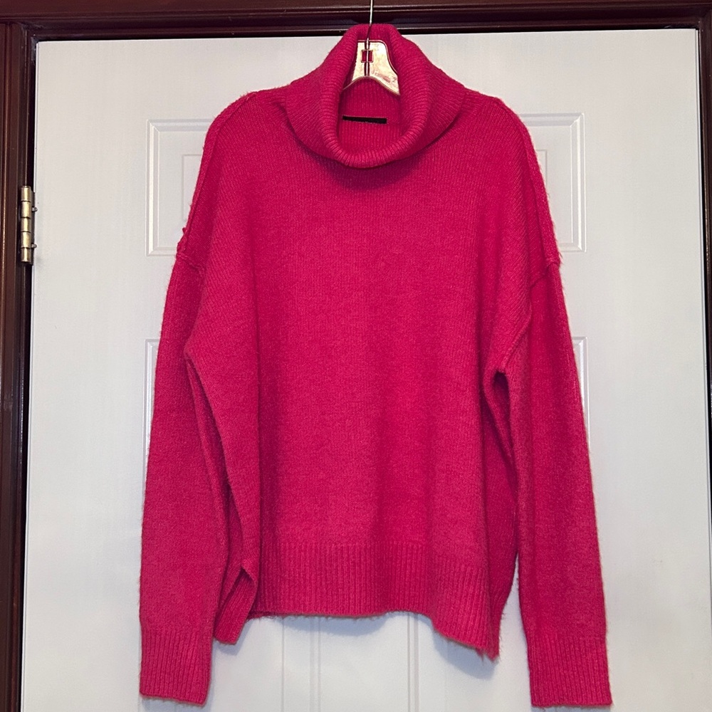 Karen Kane Oversized Cowl Neck Sweater XL Pink Boxy Loose Fit Classic Career